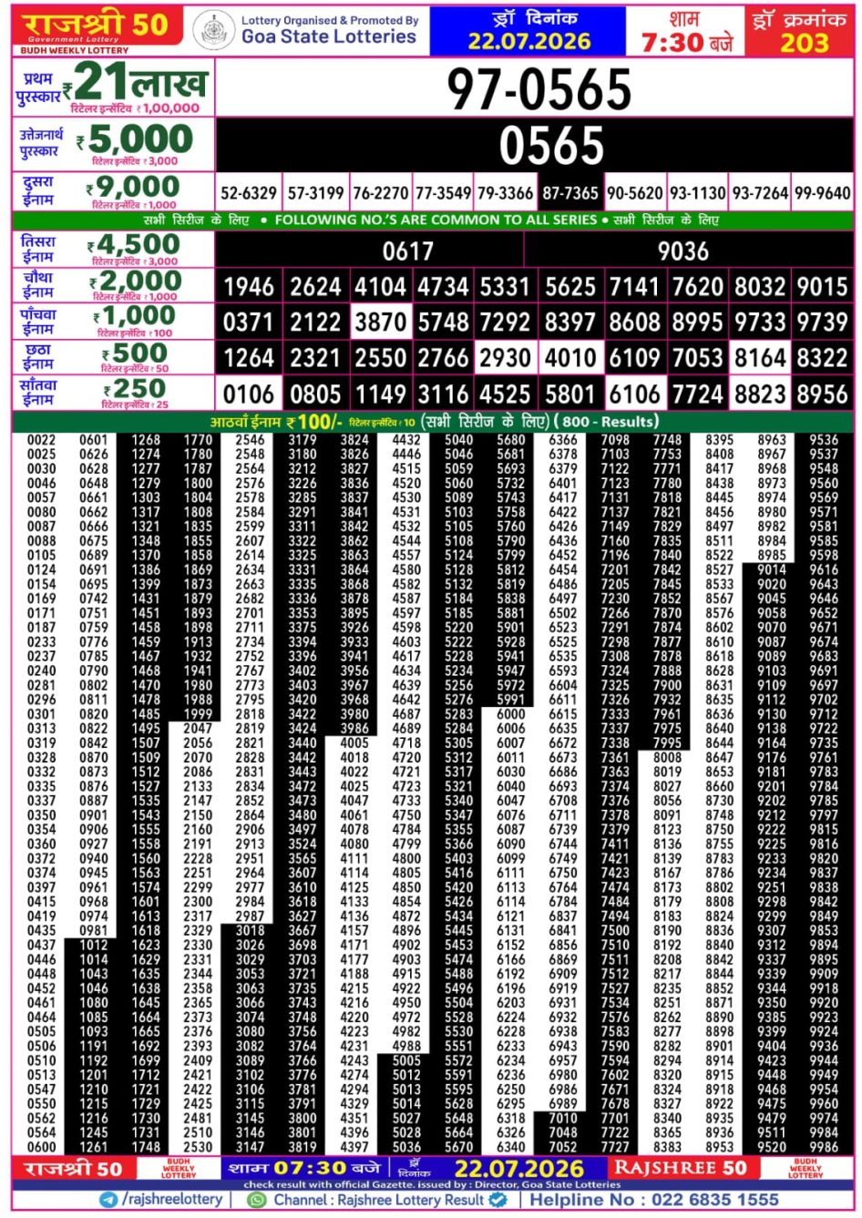 Everest Result Today Dear Lottery Chart