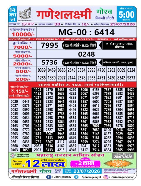 Everest Result Today Dear Lottery Chart