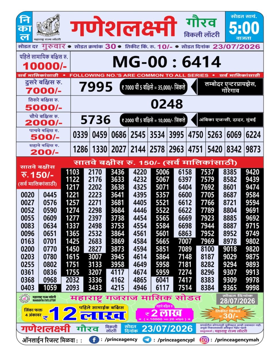 Everest Result Today Dear Lottery Chart