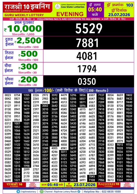 Everest Result Today Dear Lottery Chart
