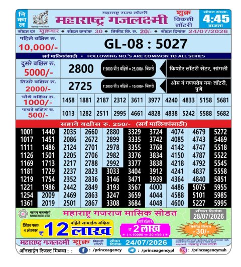 Everest Result Today Dear Lottery Chart