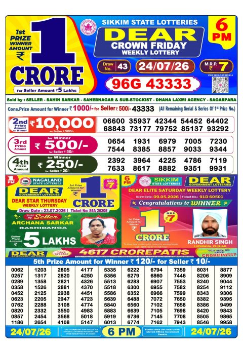 Everest Result Today Dear Lottery Chart