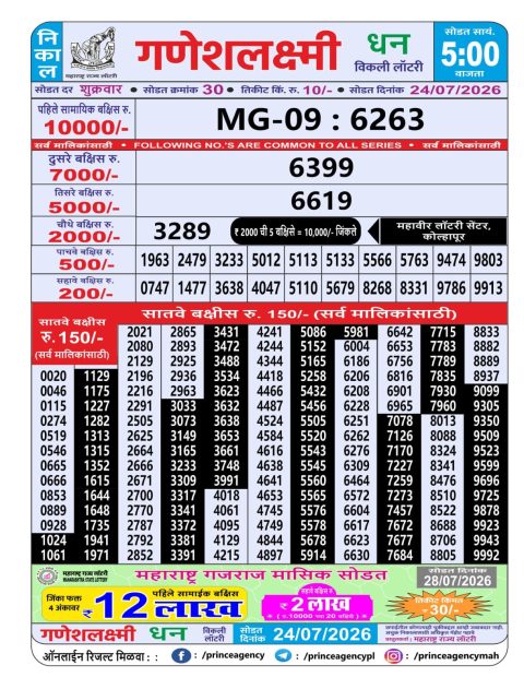 Everest Result Today Dear Lottery Chart