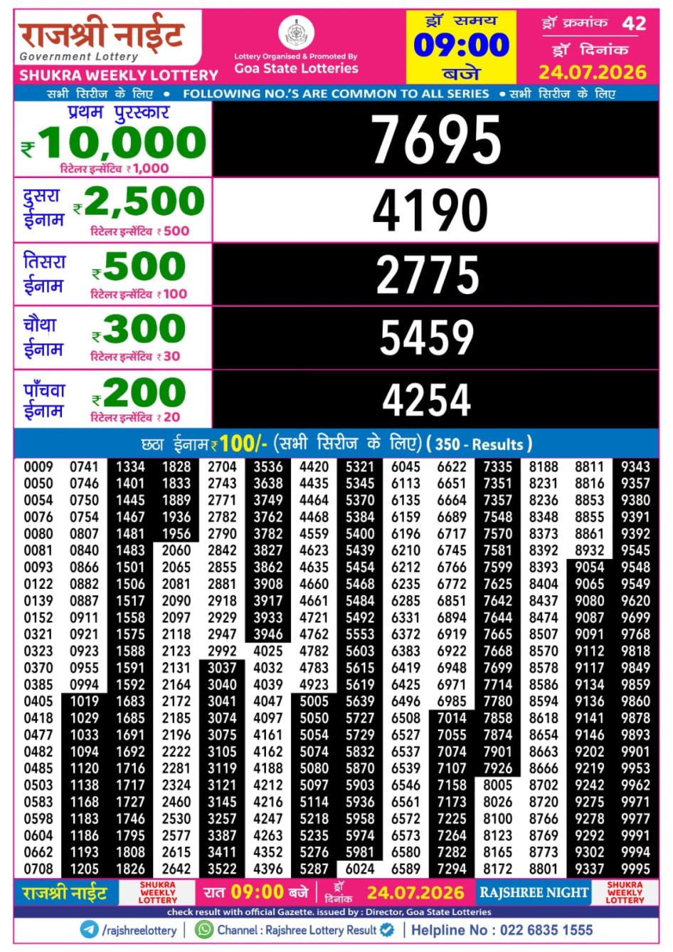 Everest Result Today Dear Lottery Chart