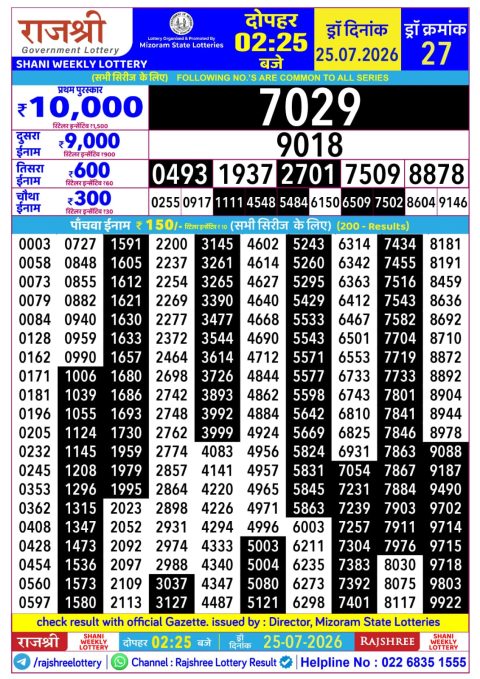 Everest Result Today Dear Lottery Chart