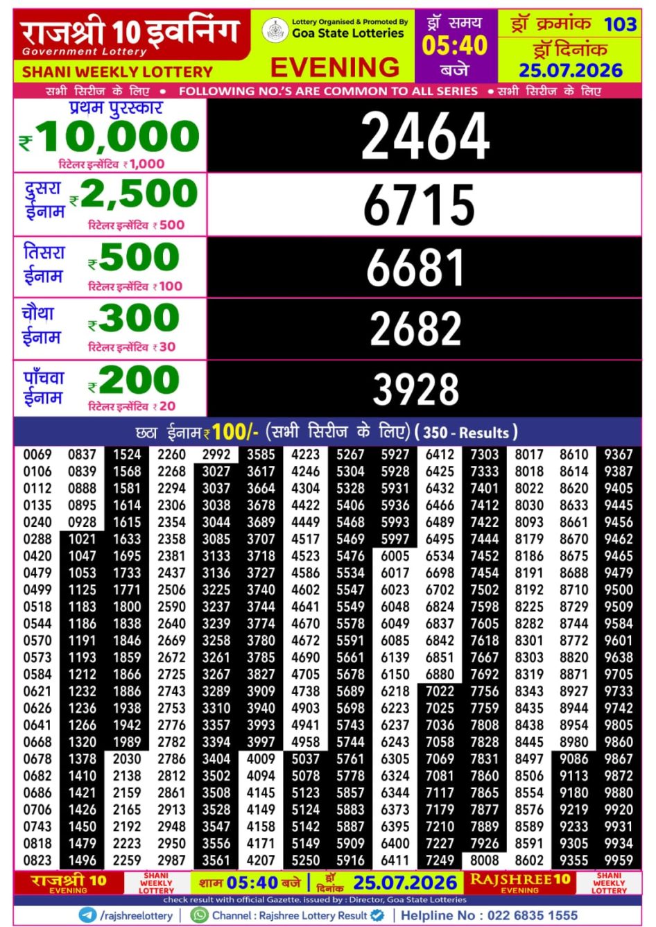 Everest Result Today Dear Lottery Chart