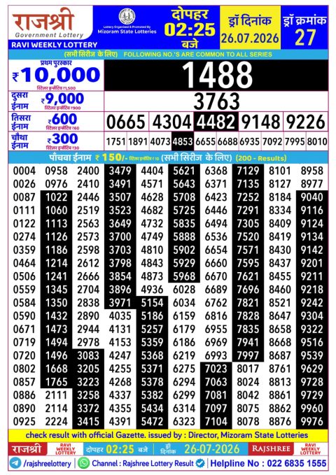 Everest Result Today Dear Lottery Chart