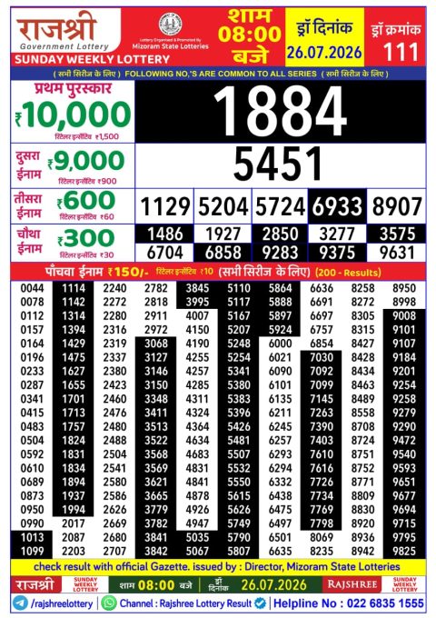 Everest Result Today Dear Lottery Chart