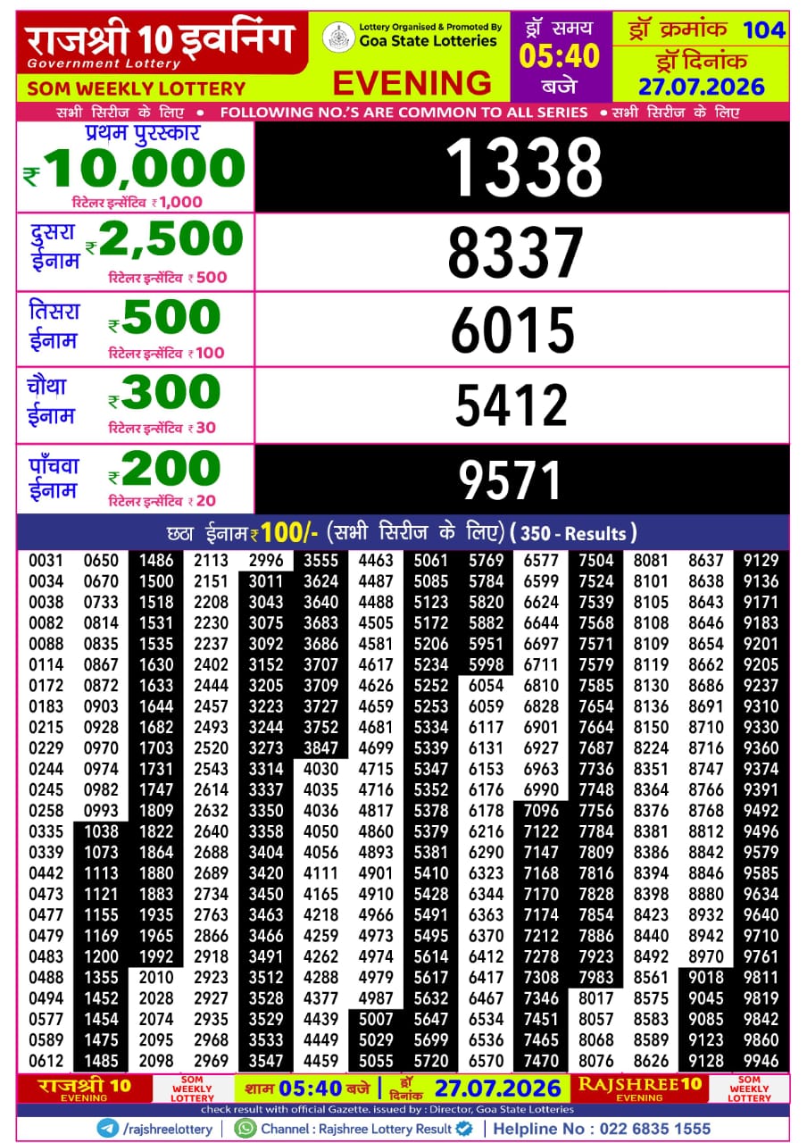 Everest Result Today Dear Lottery Chart