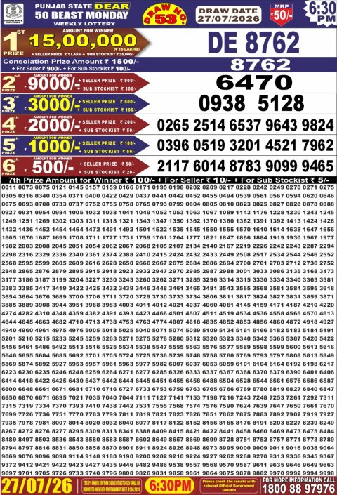 Everest Result Today Dear Lottery Chart