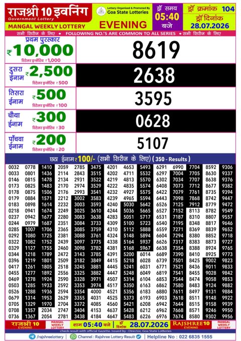 Everest Result Today Dear Lottery Chart