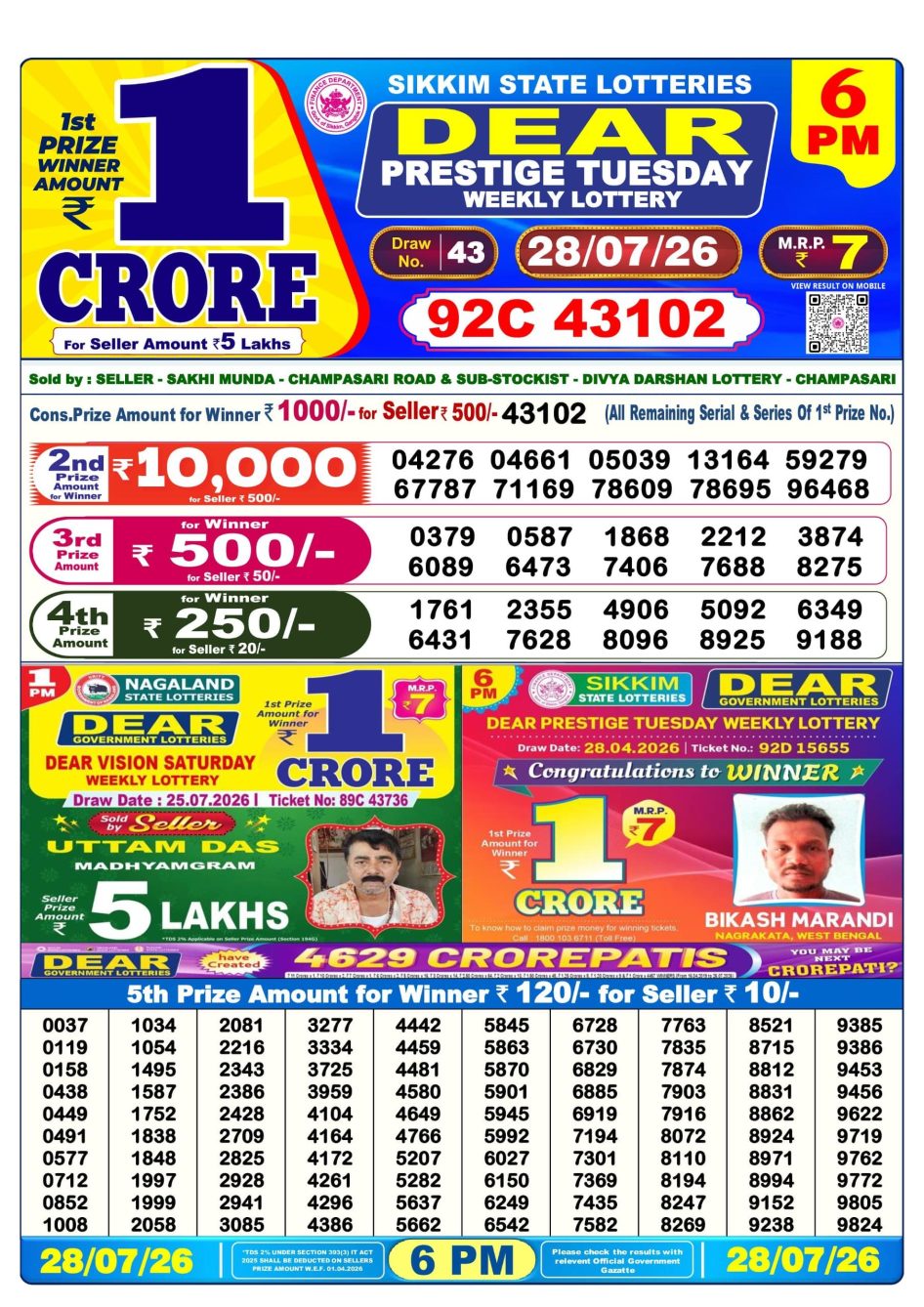 Everest Result Today Dear Lottery Chart