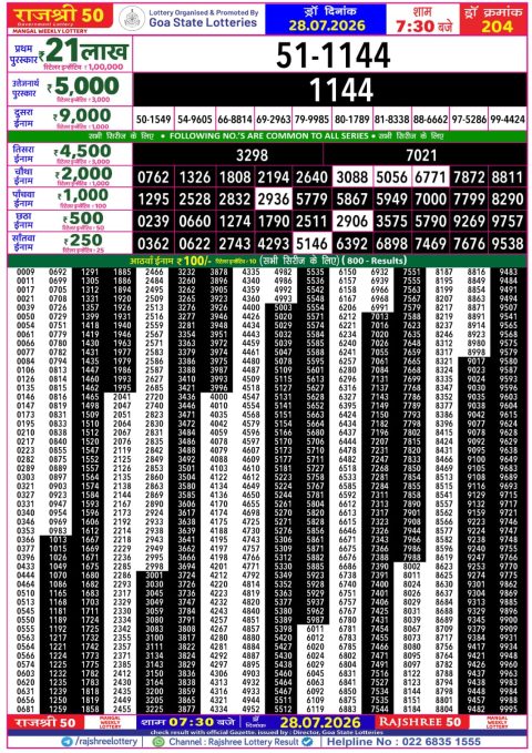 Everest Result Today Dear Lottery Chart