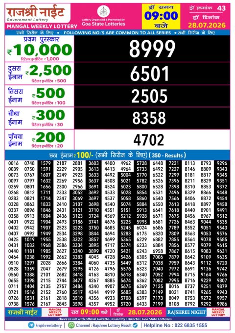 Everest Result Today Dear Lottery Chart
