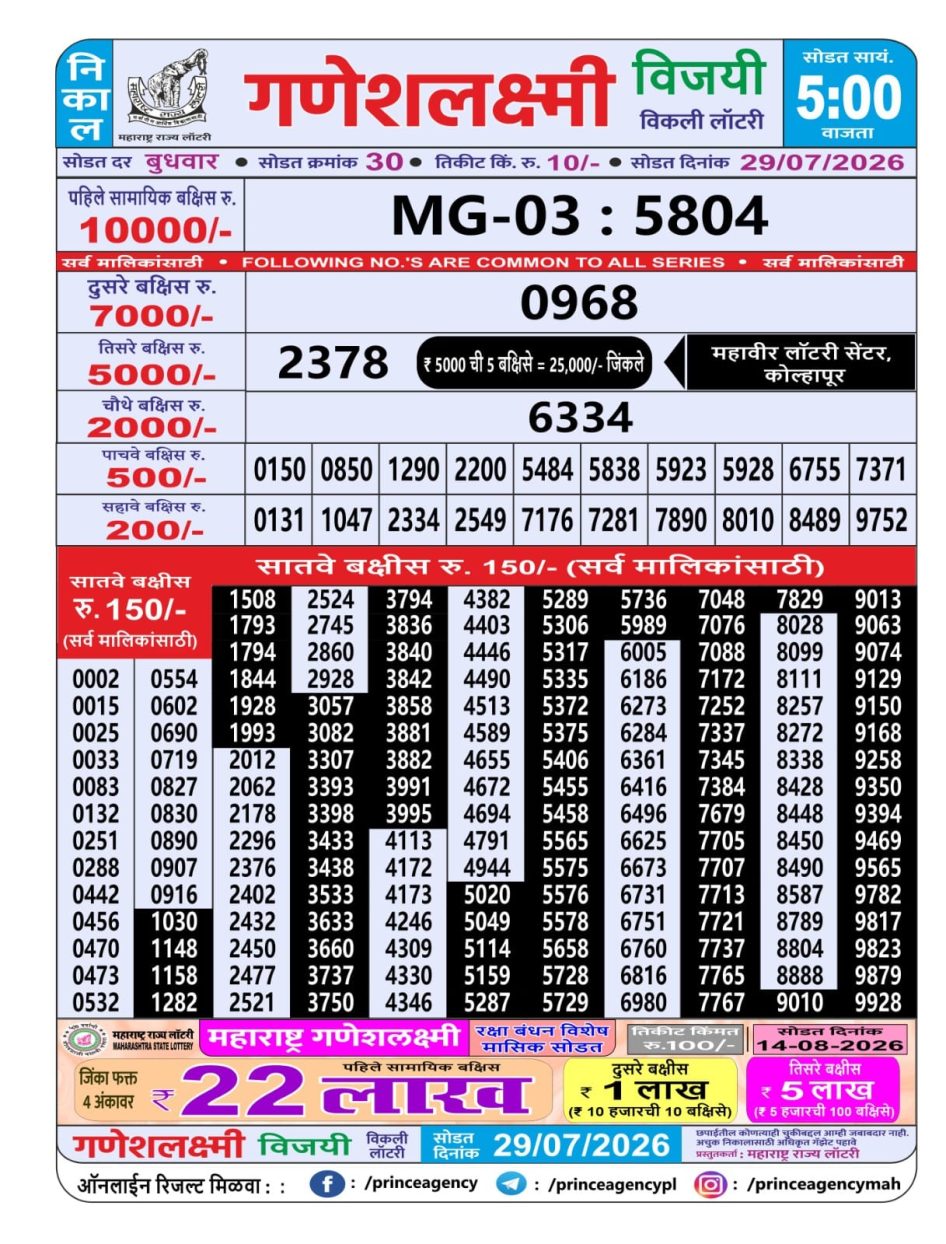 Everest Result Today Dear Lottery Chart