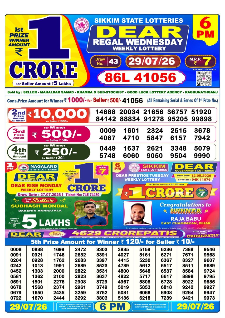 Everest Result Today Dear Lottery Chart