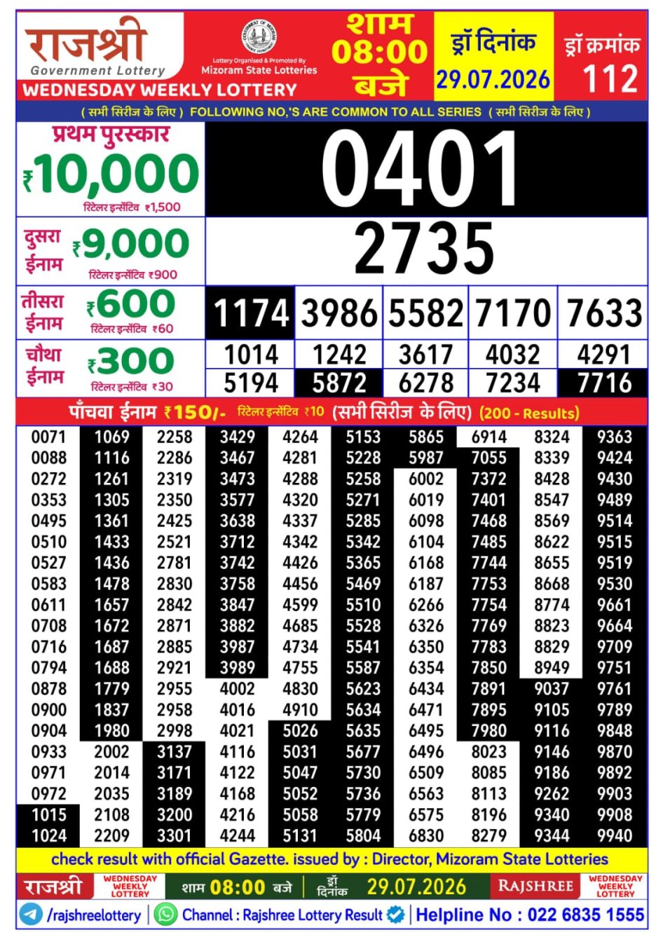 Everest Result Today Dear Lottery Chart