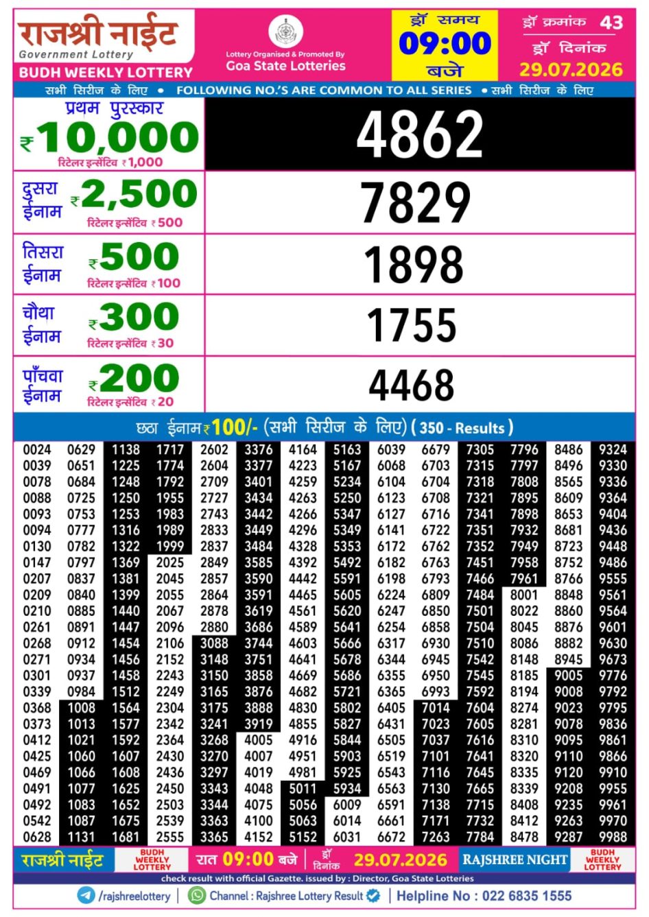 Everest Result Today Dear Lottery Chart