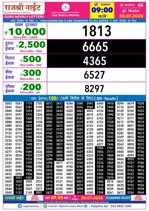 Everest Result Today Dear Lottery Chart