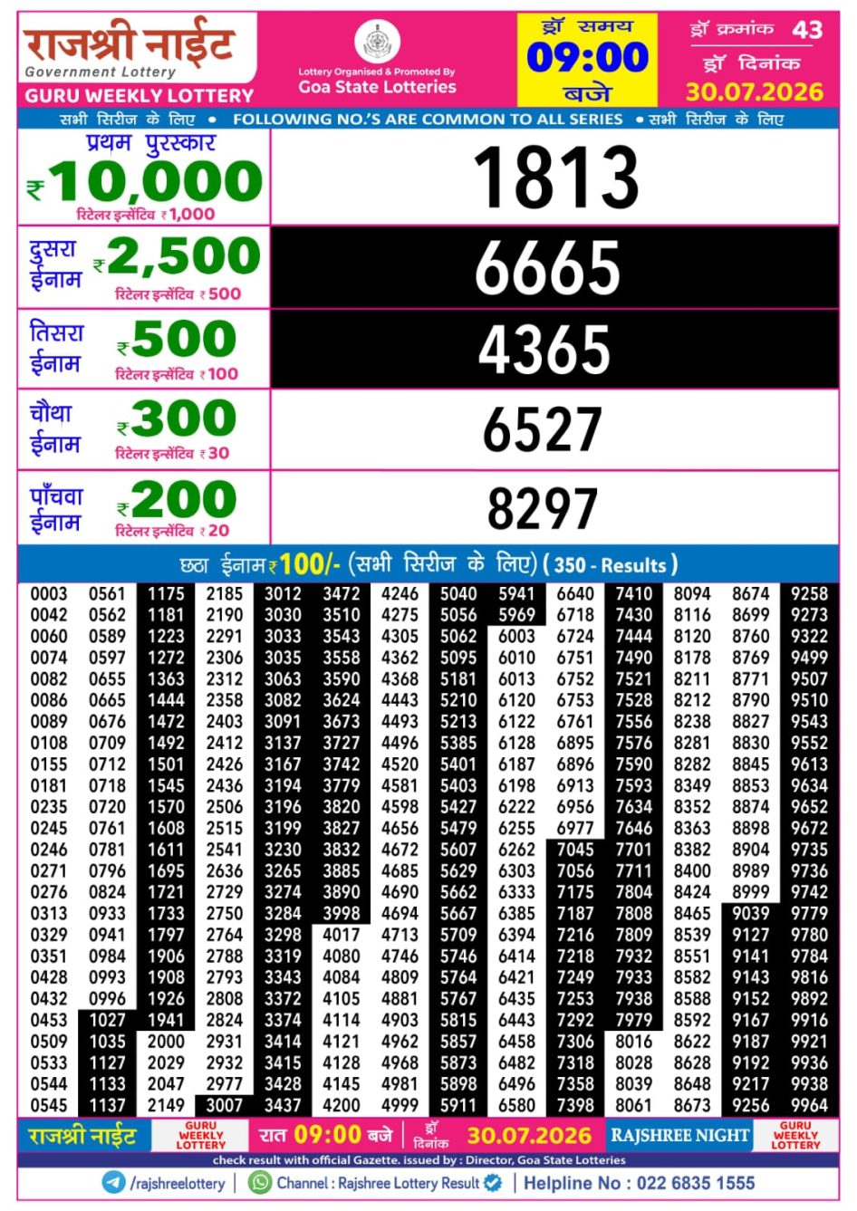 Everest Result Today Dear Lottery Chart