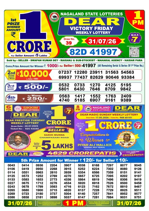 Everest Result Today Dear Lottery Chart