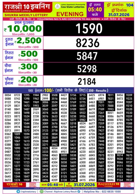 Everest Result Today Dear Lottery Chart