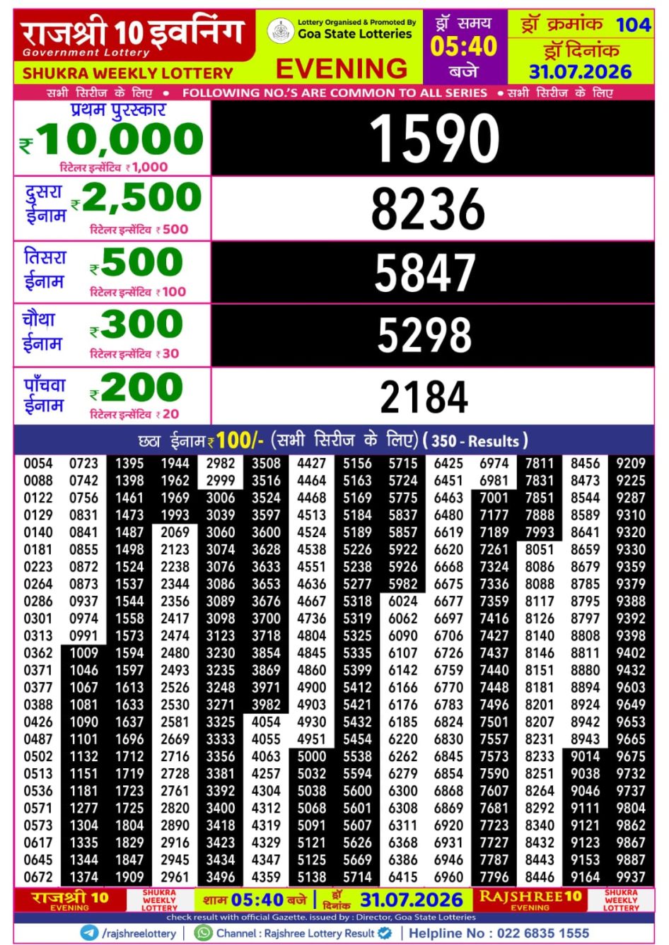 Everest Result Today Dear Lottery Chart