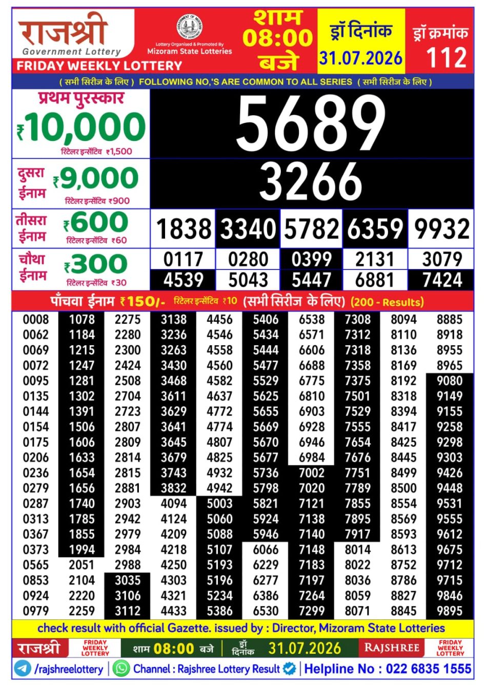 Everest Result Today Dear Lottery Chart