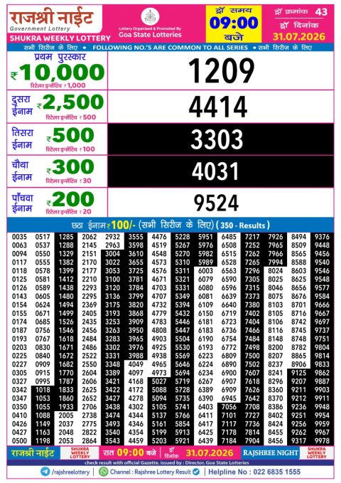 Everest Result Today Dear Lottery Chart
