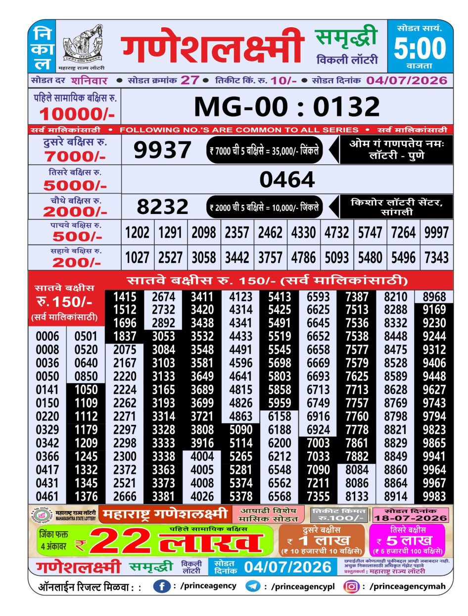 Everest Result Today Dear Lottery Chart