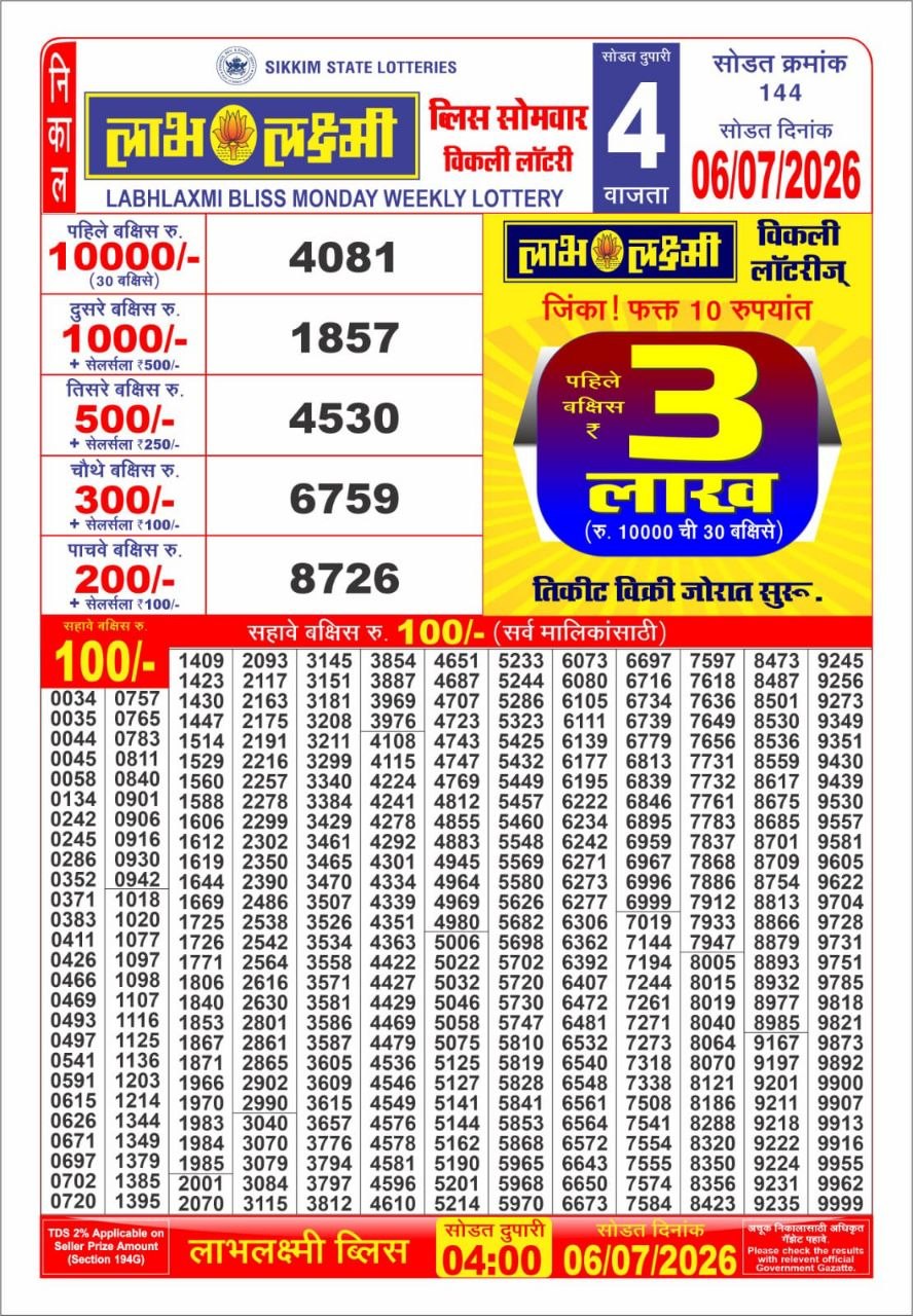 Everest Result Today Dear Lottery Chart