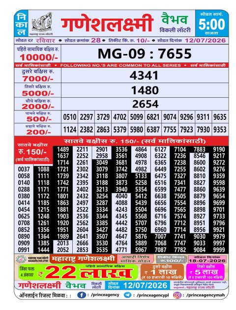 Everest Result Today Dear Lottery Chart