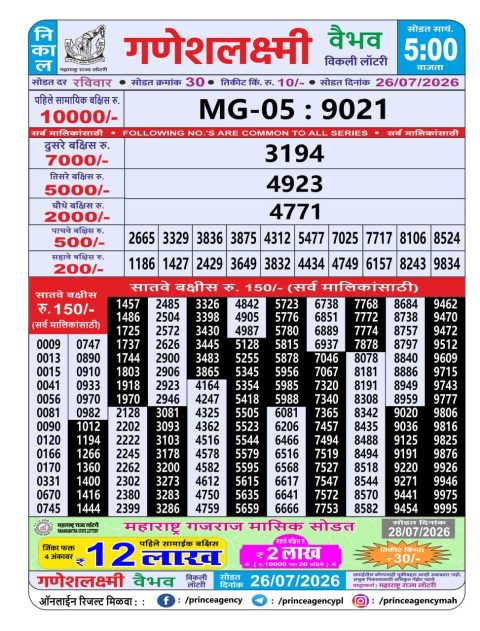 Everest Result Today Dear Lottery Chart