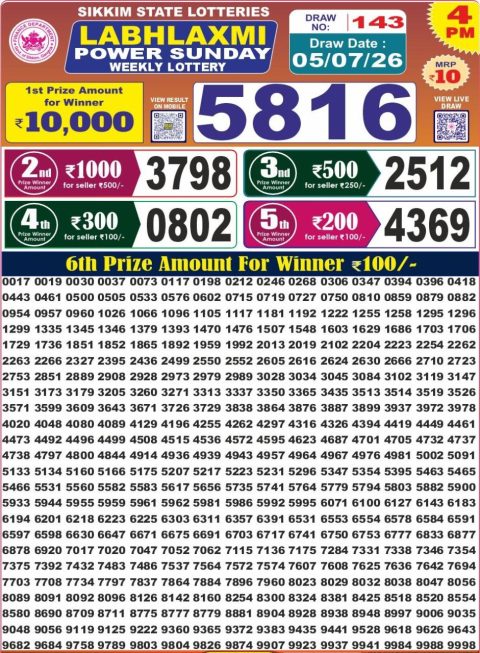 Everest Result Today Dear Lottery Chart