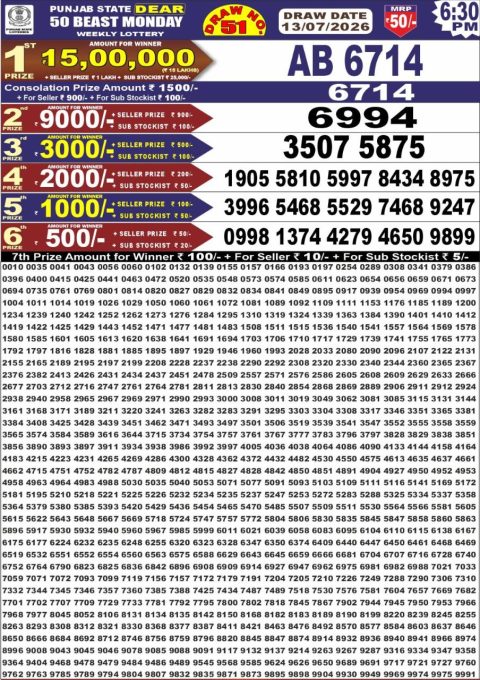 Everest Result Today Dear Lottery Chart