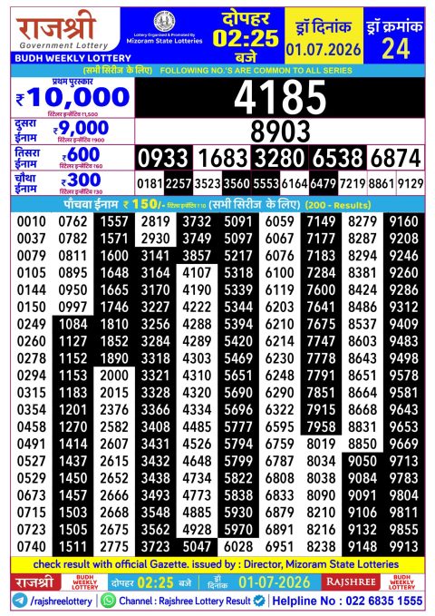 Everest Result Today Dear Lottery Chart