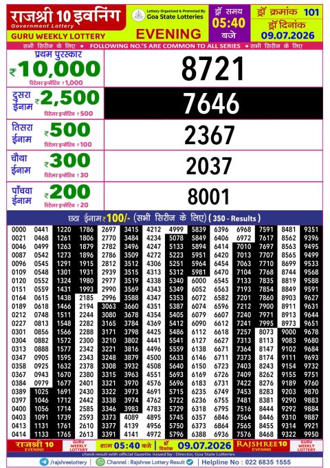 Everest Result Today Dear Lottery Chart