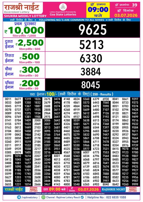 Everest Result Today Dear Lottery Chart