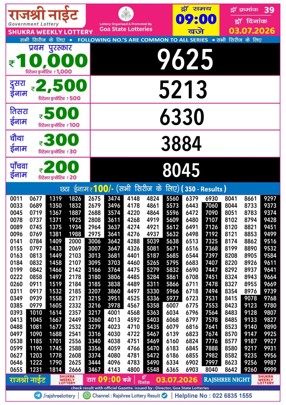 Everest Result Today Dear Lottery Chart
