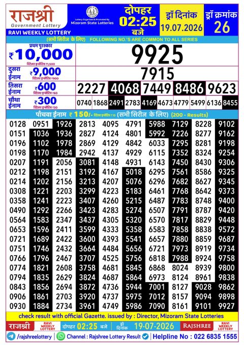 Everest Result Today Dear Lottery Chart