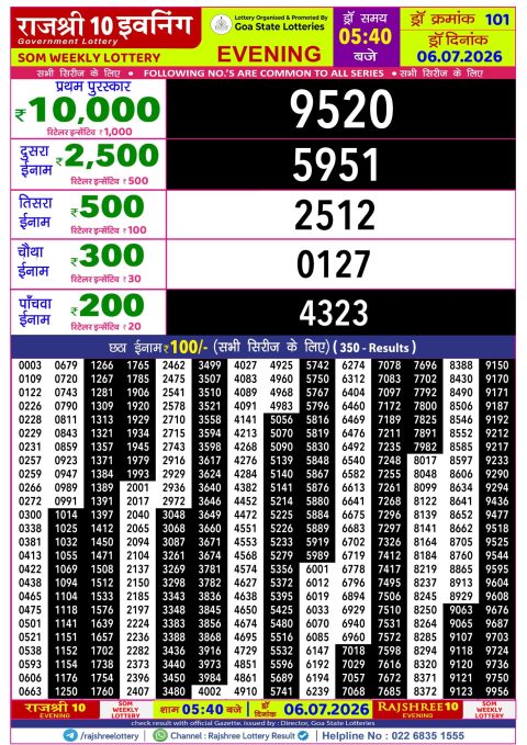 Everest Result Today Dear Lottery Chart
