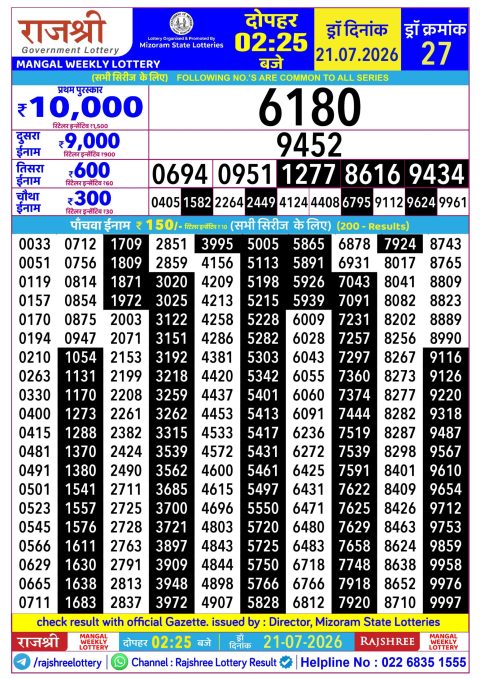 Everest Result Today Dear Lottery Chart