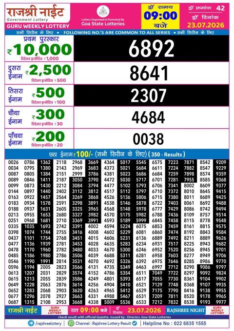 Everest Result Today Dear Lottery Chart