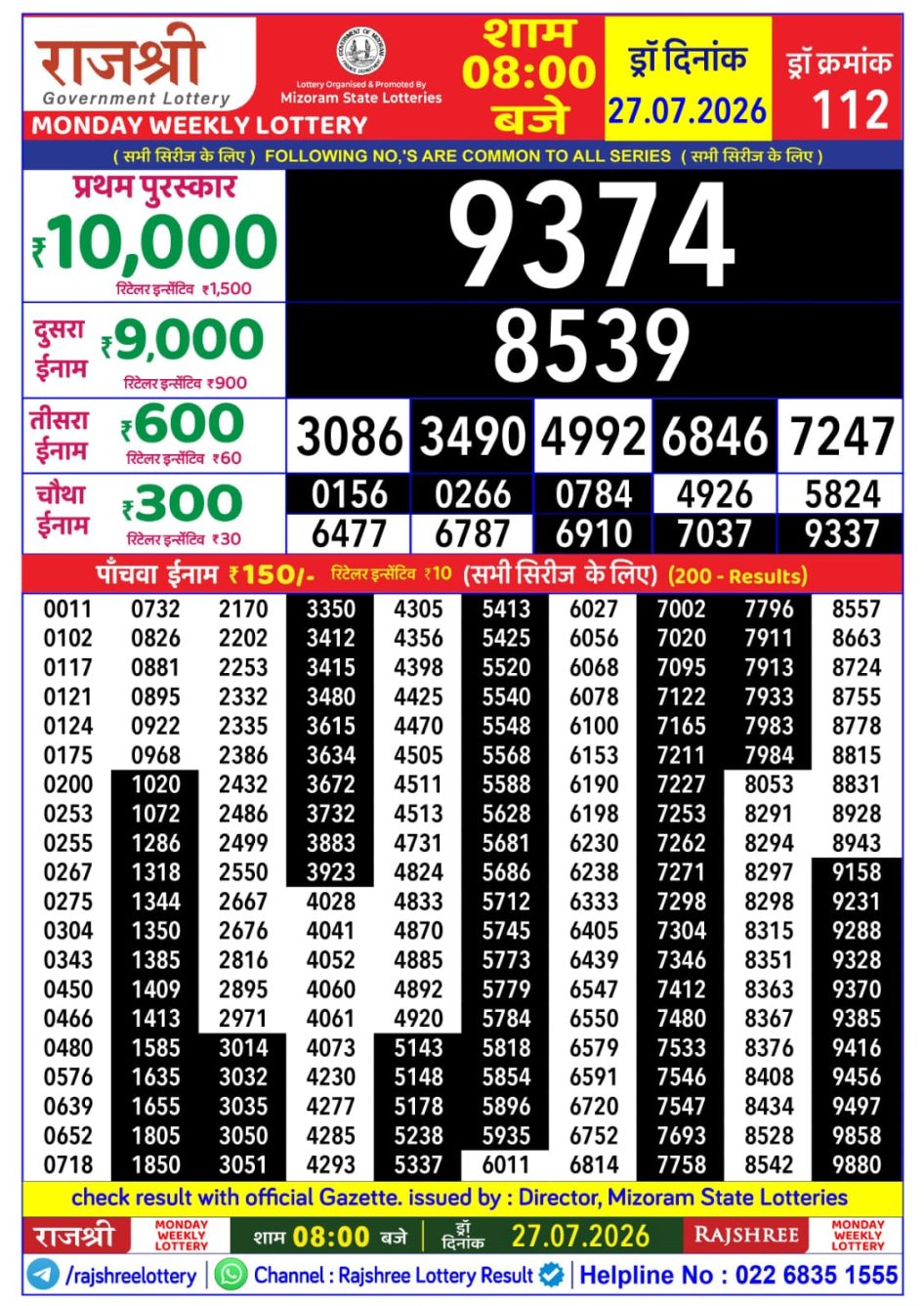 Everest Result Today Dear Lottery Chart