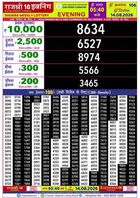 Everest Result Today Dear Lottery Chart