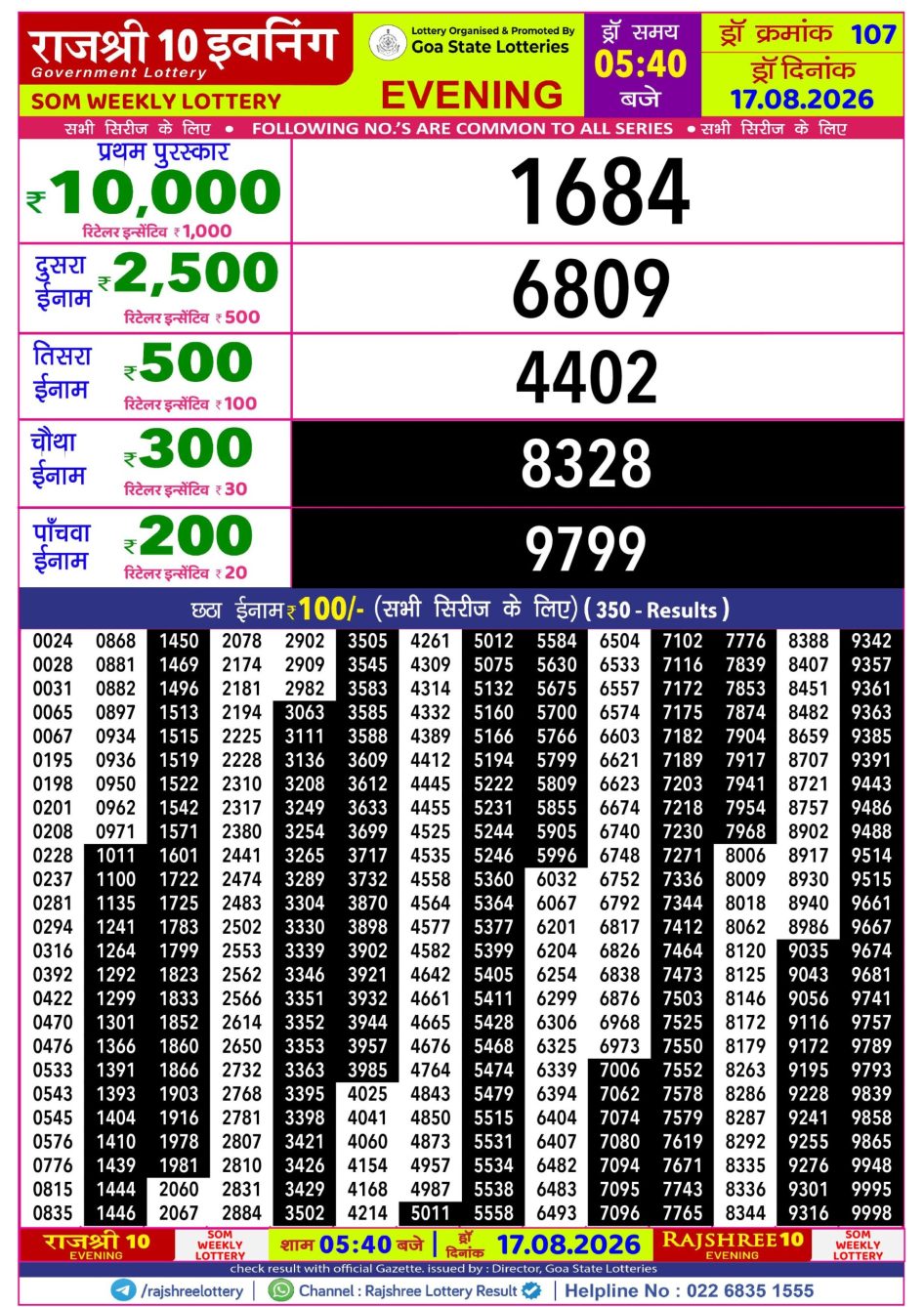 Everest Result Today Dear Lottery Chart