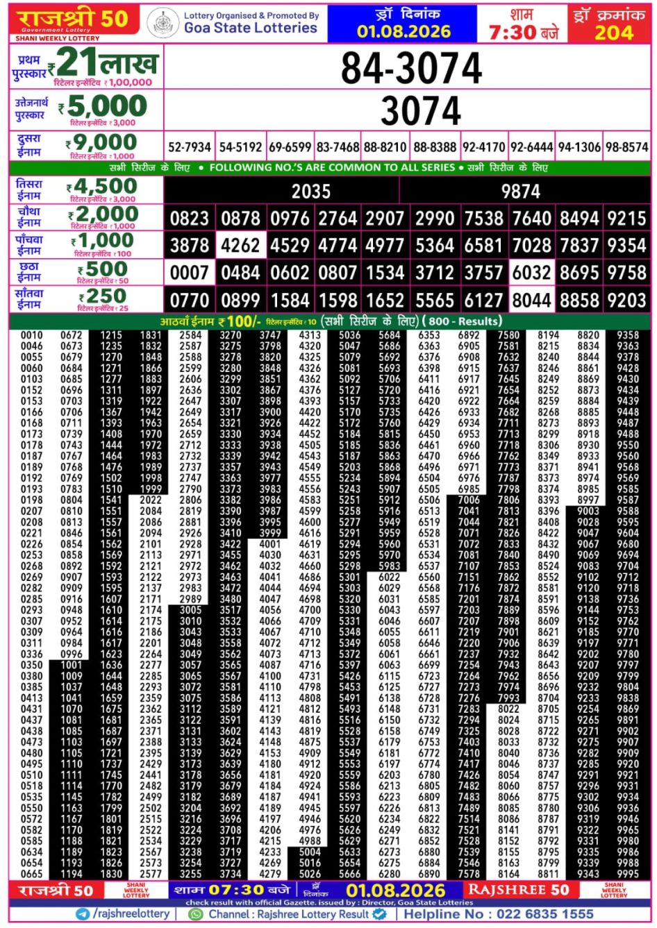 Everest Result Today Dear Lottery Chart