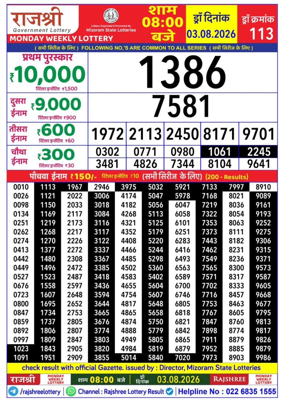 Everest Result Today Dear Lottery Chart