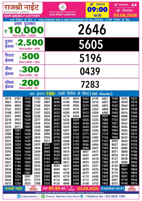 Everest Result Today Dear Lottery Chart