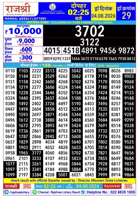 Everest Result Today Dear Lottery Chart